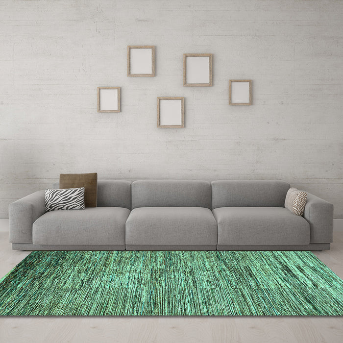 Machine Washable Abstract Turquoise Modern Area Rugs in a Living Room,, wshabs4233turq