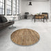 Round Machine Washable Abstract Saddle Brown Rug in a Office, wshabs4233