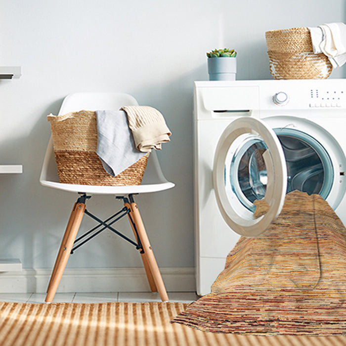 Machine Washable Abstract Chocolate Brown Rug in a Washing Machine, wshabs4234