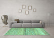 Machine Washable Abstract Turquoise Modern Area Rugs in a Living Room,, wshabs4234turq