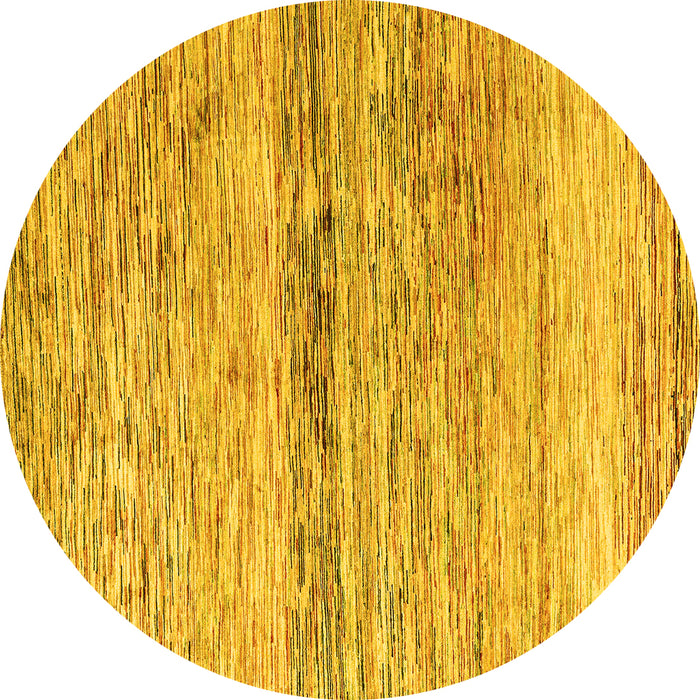 Round Abstract Yellow Modern Rug, abs4234yw