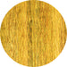 Round Abstract Yellow Modern Rug, abs4234yw