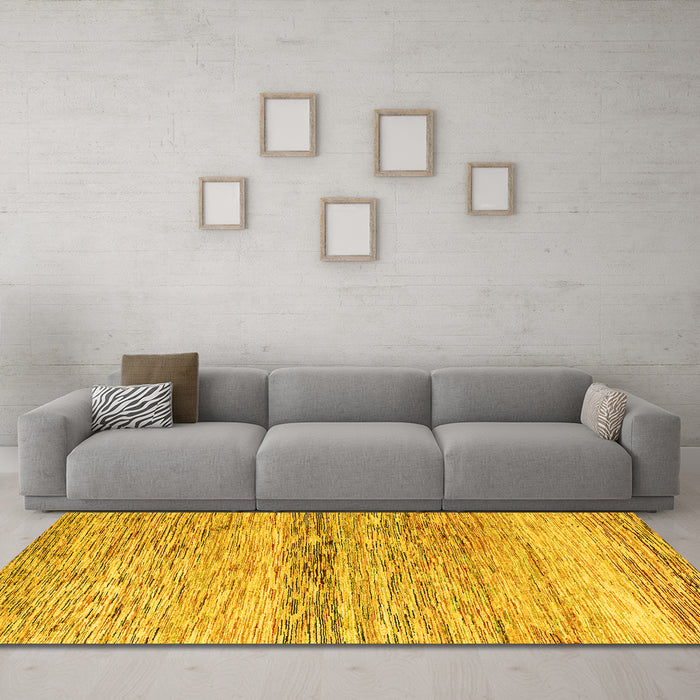 Machine Washable Abstract Yellow Modern Rug in a Living Room, wshabs4234yw