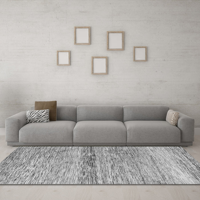 Machine Washable Abstract Gray Modern Rug in a Living Room,, wshabs4234gry
