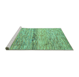 Sideview of Machine Washable Abstract Turquoise Modern Area Rugs, wshabs4234turq