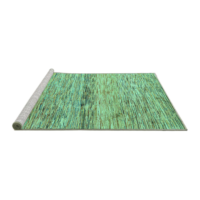 Sideview of Machine Washable Abstract Turquoise Modern Area Rugs, wshabs4234turq