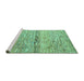 Sideview of Machine Washable Abstract Turquoise Modern Area Rugs, wshabs4234turq