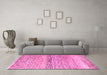 Machine Washable Abstract Pink Modern Rug in a Living Room, wshabs4234pnk