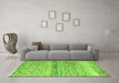 Machine Washable Abstract Green Modern Area Rugs in a Living Room,, wshabs4234grn