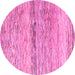 Round Machine Washable Abstract Pink Modern Rug, wshabs4234pnk