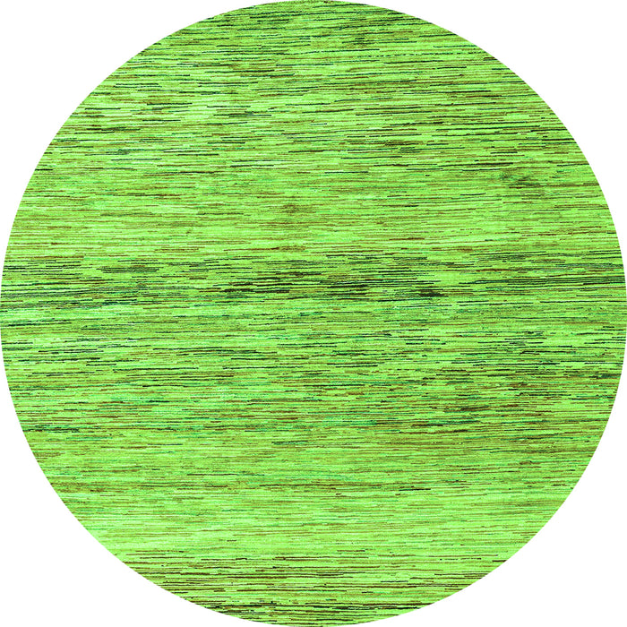 Round Machine Washable Abstract Green Modern Area Rugs, wshabs4234grn