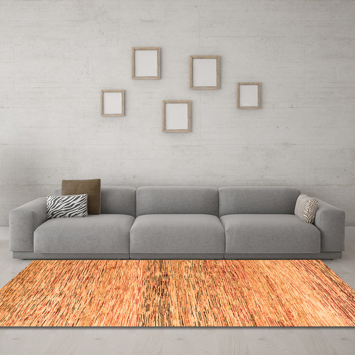 Machine Washable Abstract Orange Modern Area Rugs in a Living Room, wshabs4234org