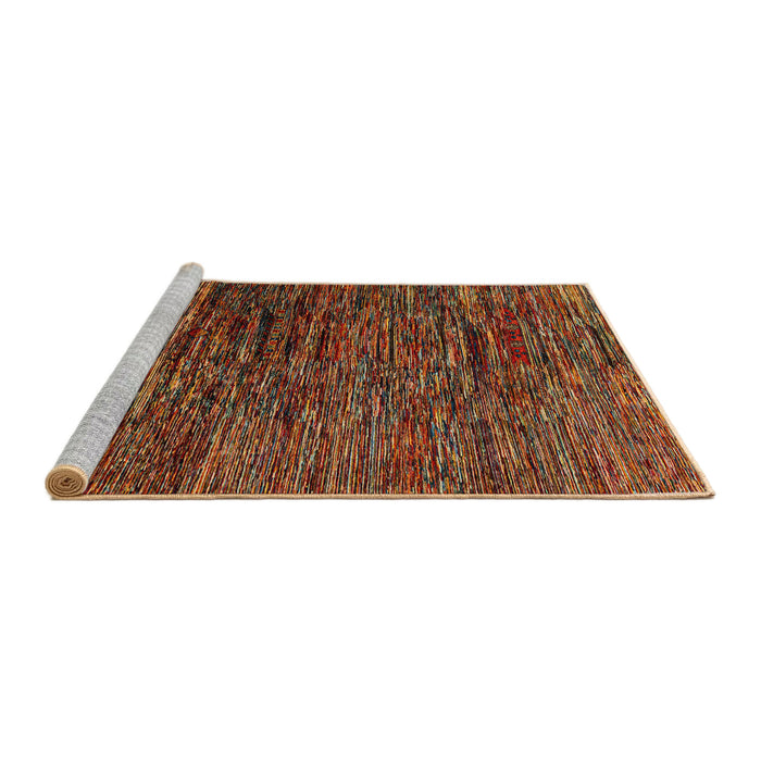 Sideview of Machine Washable Abstract Saffron Red Rug, wshabs4235
