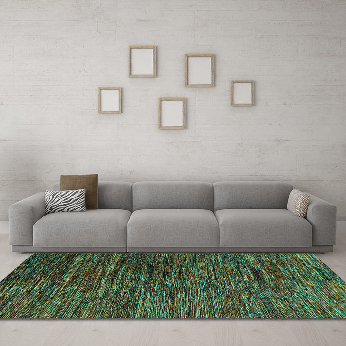 Machine Washable Abstract Turquoise Modern Area Rugs in a Living Room,, wshabs4235turq