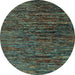 Round Abstract Light Blue Modern Rug, abs4235lblu