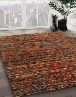 Abstract Saffron Red Modern Rug in Family Room, abs4235