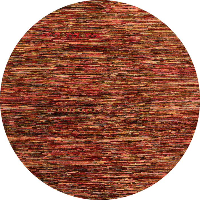 Round Machine Washable Abstract Orange Modern Area Rugs, wshabs4235org