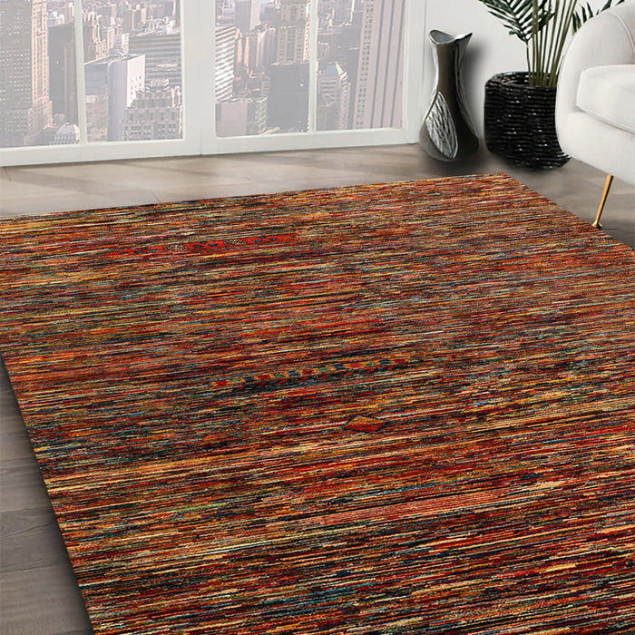 Machine Washable Abstract Saffron Red Rug in a Family Room, wshabs4235