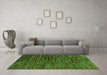 Machine Washable Abstract Green Modern Area Rugs in a Living Room,, wshabs4235grn