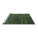 Sideview of Machine Washable Abstract Turquoise Modern Area Rugs, wshabs4235turq