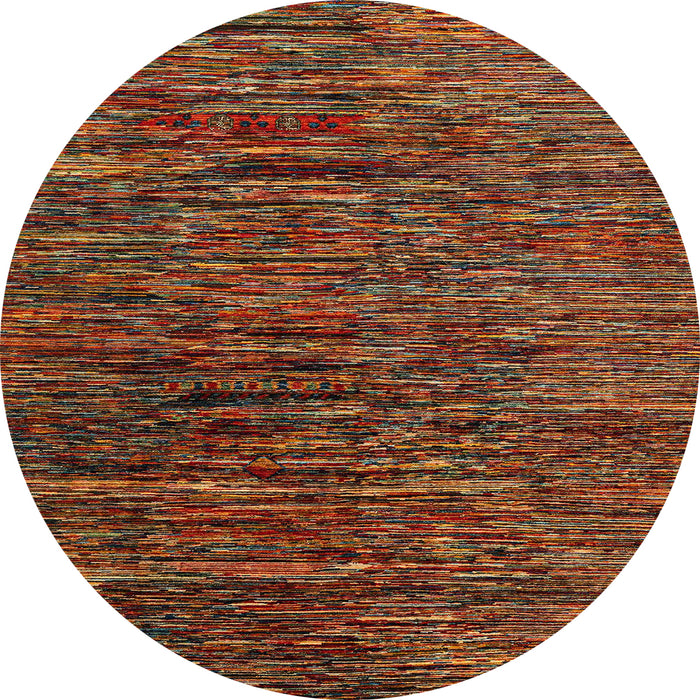 Round Abstract Saffron Red Modern Rug, abs4235