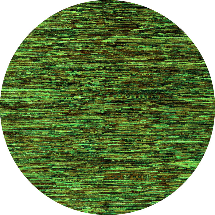 Round Machine Washable Abstract Green Modern Area Rugs, wshabs4235grn