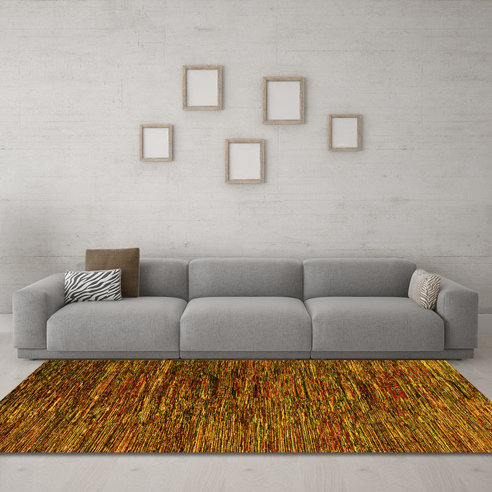 Machine Washable Abstract Yellow Modern Rug in a Living Room, wshabs4235yw