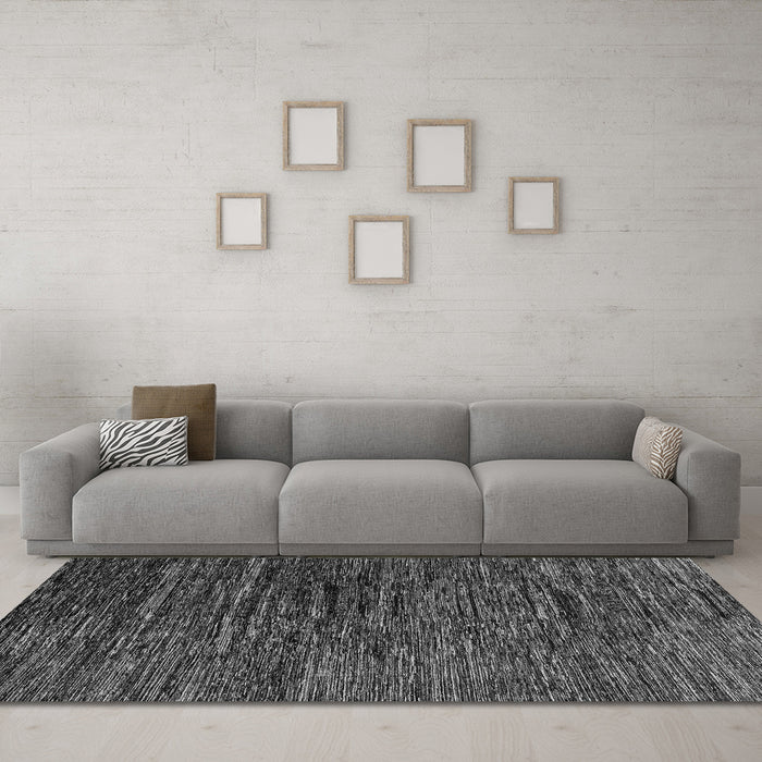 Machine Washable Abstract Gray Modern Rug in a Living Room,, wshabs4235gry