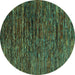 Round Machine Washable Abstract Turquoise Modern Area Rugs, wshabs4235turq