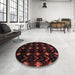 Round Abstract Bakers Brown Modern Rug in a Office, abs4236