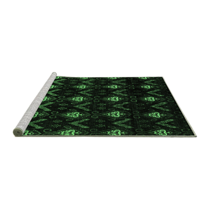Sideview of Machine Washable Abstract Emerald Green Modern Area Rugs, wshabs4236emgrn