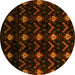 Round Machine Washable Abstract Yellow Modern Rug, wshabs4236yw