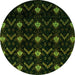 Round Abstract Green Modern Rug, abs4236grn