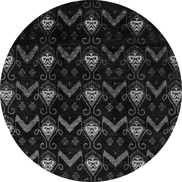 Round Machine Washable Abstract Gray Modern Rug, wshabs4236gry