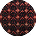 Round Machine Washable Abstract Bakers Brown Rug, wshabs4236