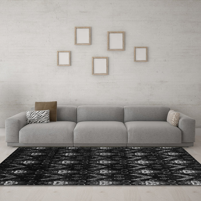 Machine Washable Abstract Gray Modern Rug in a Living Room,, wshabs4236gry