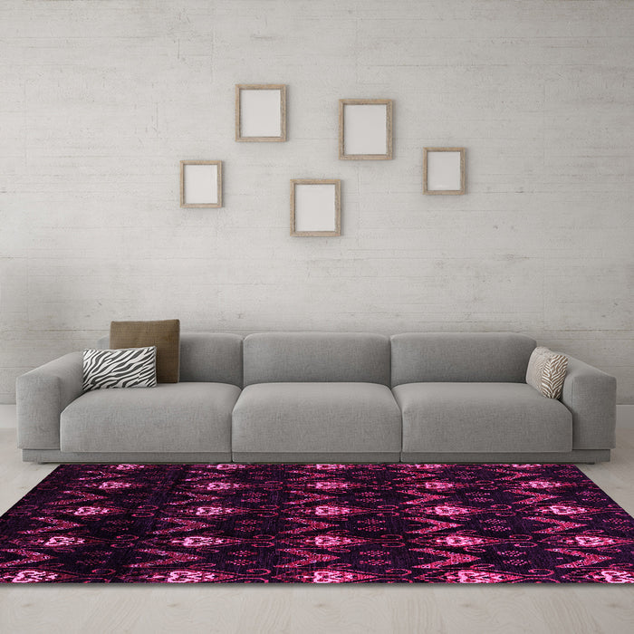 Machine Washable Abstract Pink Modern Rug in a Living Room, wshabs4236pnk