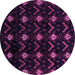 Round Machine Washable Abstract Purple Modern Area Rugs, wshabs4236pur