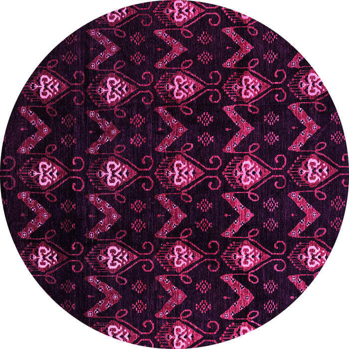 Round Machine Washable Abstract Pink Modern Rug, wshabs4236pnk