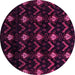 Round Machine Washable Abstract Pink Modern Rug, wshabs4236pnk