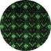 Round Abstract Emerald Green Modern Rug, abs4236emgrn