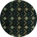 Round Abstract Turquoise Modern Rug, abs4236turq