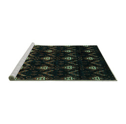 Sideview of Machine Washable Abstract Turquoise Modern Area Rugs, wshabs4236turq