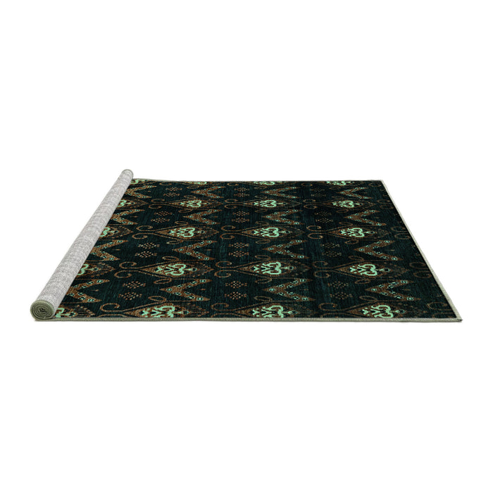 Sideview of Machine Washable Abstract Turquoise Modern Area Rugs, wshabs4236turq