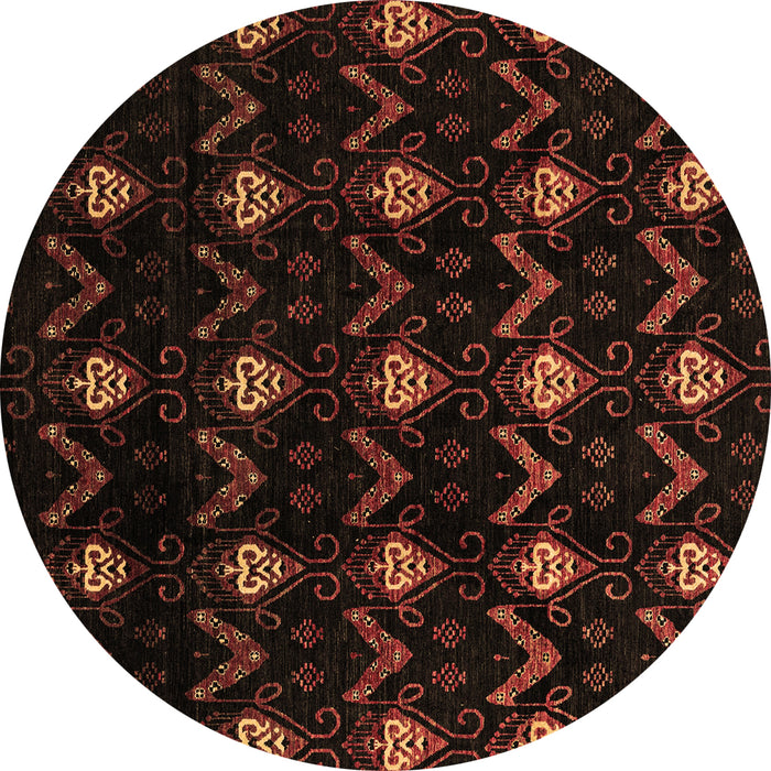 Round Machine Washable Abstract Brown Modern Rug, wshabs4236brn