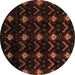 Round Machine Washable Abstract Brown Modern Rug, wshabs4236brn