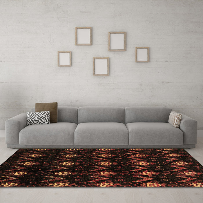 Machine Washable Abstract Brown Modern Rug in a Living Room,, wshabs4236brn