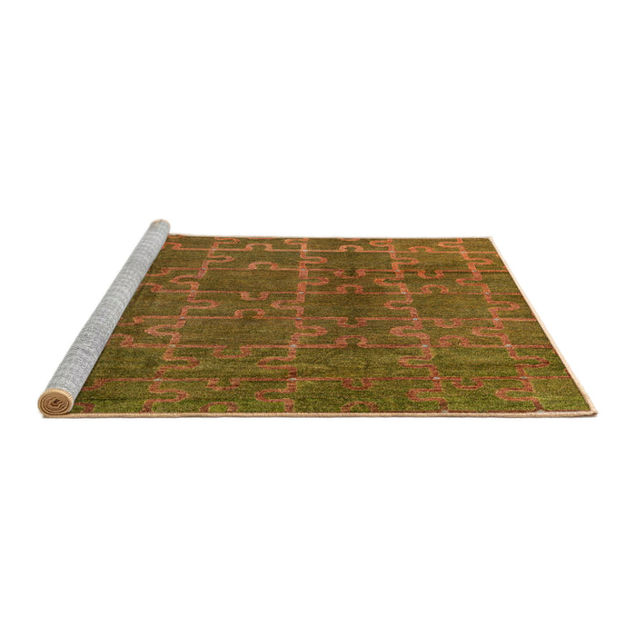 Sideview of Machine Washable Abstract Saddle Brown Rug, wshabs4237