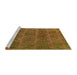 Sideview of Machine Washable Abstract Saddle Brown Rug, wshabs4237