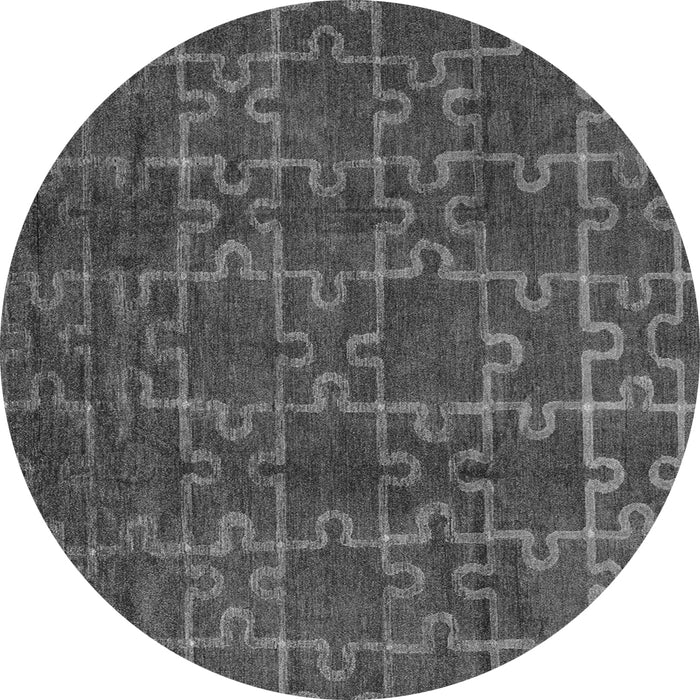 Round Abstract Gray Modern Rug, abs4237gry